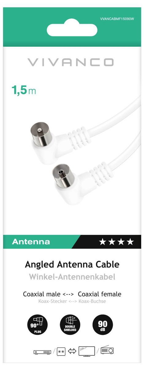 Vivanco Antennák, SAT Csatlakozókábel 1.5 m Fehér 2. kép