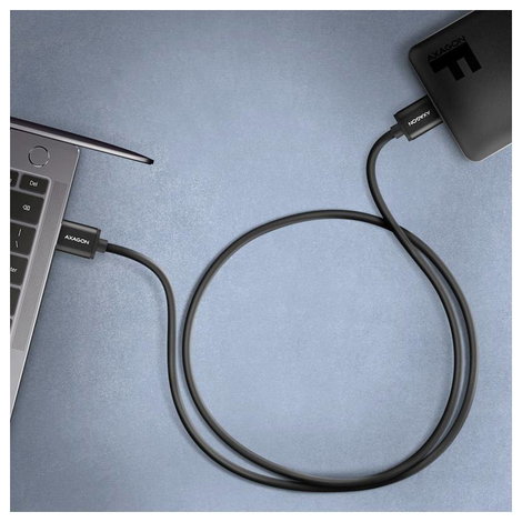 AXAGON USB C kábel USB 3.2 Gen1 USB mikro B dugó, USB-A dugó 1 m Fekete BUMM3-AM10AB 2. kép