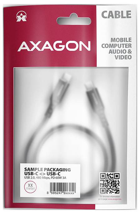 AXAGON USB C kábel USB 2.0 USB-C® dugó 3 m Fekete BUCM-CM30AB 3. kép