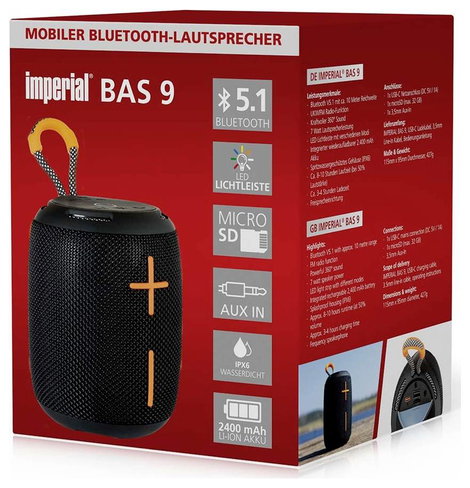 Imperial BAS 9 Bluetooth hangfal Kültéri, SD Fekete 7. kép