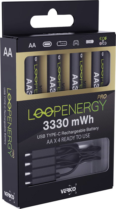 Verico LoopEnergy Pro AA3330 USB-C® akku Lítiumion 2220 mAh 1.5 V 4 db