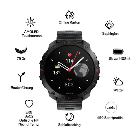 Polar Grit X2 Pro Sportóra Fekete 2. kép