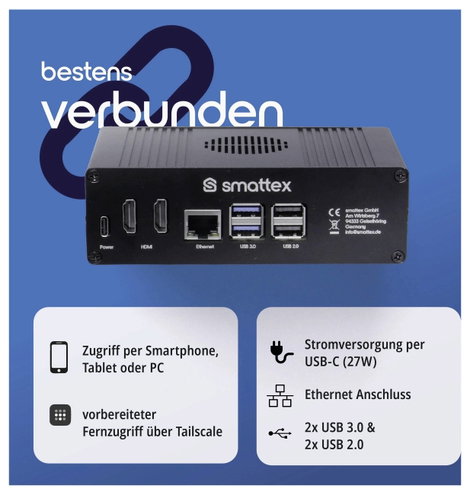 Smattex Raspberry Pi® 4 B 4 GB Házzal, Tápegységgel, Hűtőbordával, Noobs OS-sel 9. kép
