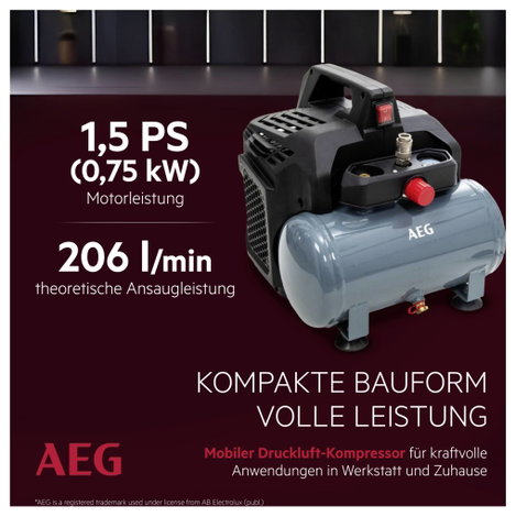AEG AEG KL6 Sűrített levegős kompresszor 6 l 8 bar 3. kép