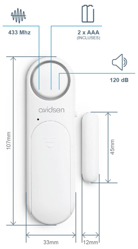 Avidsen Ajtó-/ablakriasztó Fehér Készlet Távirányítóval 120 dB 100023 2. kép