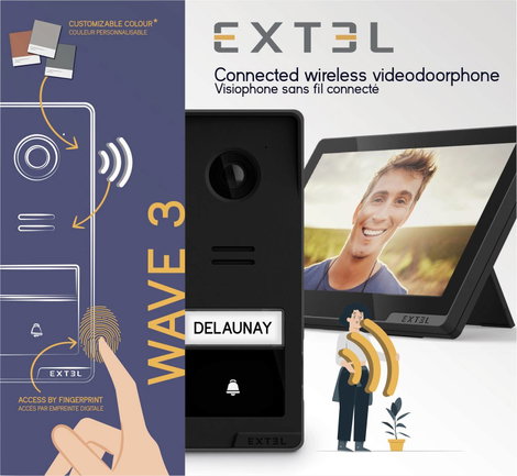 Extel Videó kaputelefon WLAN Kaputelefon modul, Monitor Antracit, Fekete