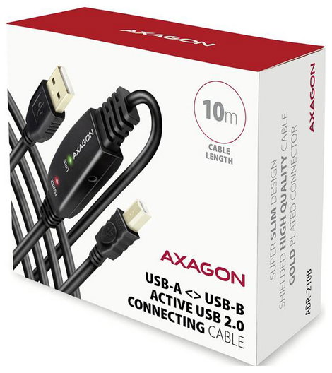 AXAGON USB kábel USB 2.0 10 m Fekete ADR-210B 4. kép