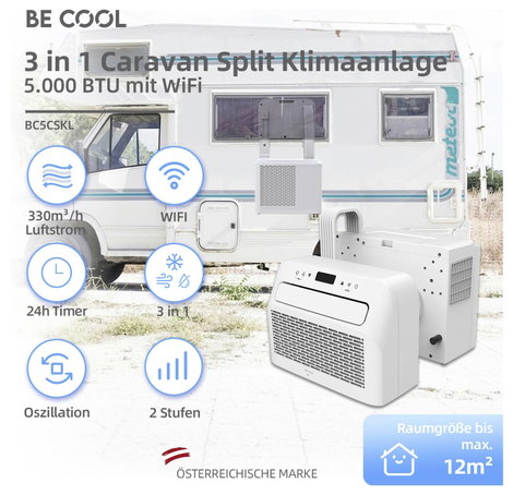 Be Cool Split klíma EEK: A (A+++ - D) 1465 W 12 m² Fehér 6. kép