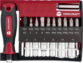 TOOLCRAFT TO-10351632 Bit készlet 28 részes Bit tartóval