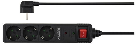 Sygonix SY-7055456 Túlfeszültség ellen védő elosztó 3 részes Fekete Védőérintkezős 1 db 2. kép