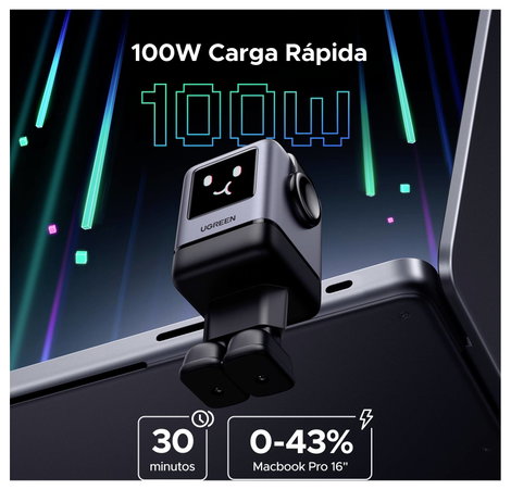 UGREEN Uno X688 Töltőadapter 100 W 3x USB-C®, 1x USB-A PPS, Power Delivery, Fast Charge Szürke GaN 2. kép