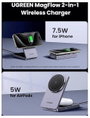 UGREEN W528 Magnetic Charger 2-in-1 Vezeték nélküli töltő 7.5 W Standard indukciós töltés Szürke Vez 3. bélyegkép