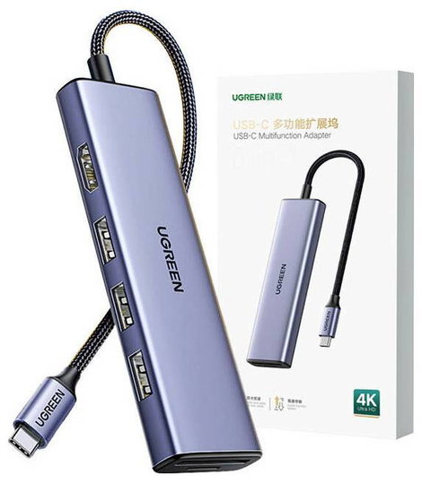 UGREEN USB-C® dokkoló állomás CM511 6-in-1 USB-C Hub Beépített kártyaolvasóval 3. kép