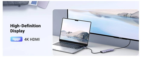 UGREEN USB-C® dokkoló állomás CM511 6-in-1 USB-C Hub Beépített kártyaolvasóval 8. kép