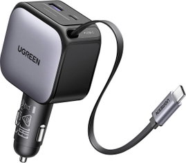 UGREEN EC602 60W Car Charger 2C1A Jármű töltőkészülék 60 W USB-C® alj, USB-C® dugó, USB-A alj Szürke