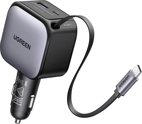 UGREEN EC602 60W Car Charger 2C1A Jármű töltőkészülék 60 W USB-C® alj, USB-C® dugó, USB-A alj Szürke