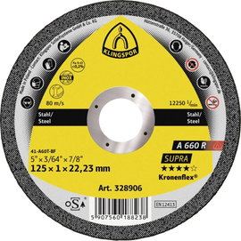 Klingspor A 660 R Supra 328906 Vágótárcsa, egyenes 125 mm 25 db Nemesacél