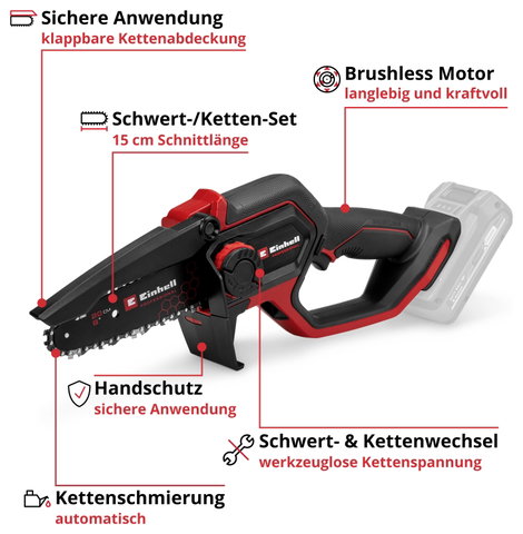 Einhell Professional GP-PS 18/20 Li BL-Solo Akku Akkus láncfűrész Szoft markolat Penge hossza 192 mm 4. kép