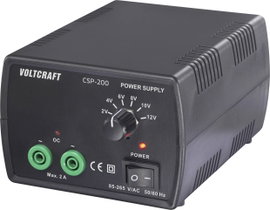 VOLTCRAFT CSP-200 Labortápegység, szabályozható 2, 4, 6, 8, 10, 12 V, V, V, V, V, V (max.) 2 A (max.