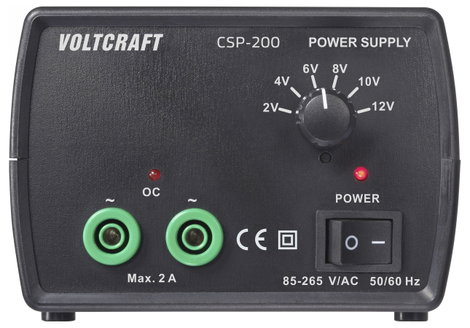 VOLTCRAFT CSP-200 Labortápegység, szabályozható 2, 4, 6, 8, 10, 12 V, V, V, V, V, V (max.) 2 A (max. 3. kép