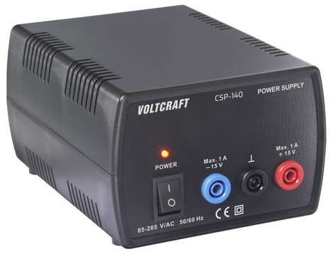 VOLTCRAFT CSP-140 Labortápegység, szabályozható 15 V/DC (max.) 1 A (max.) 30 W Kimenetek száma 1 x 2. kép