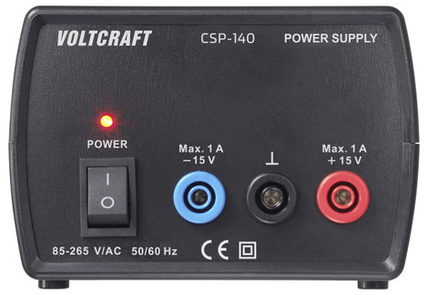 VOLTCRAFT CSP-140 Labortápegység, szabályozható 15 V/DC (max.) 1 A (max.) 30 W Kimenetek száma 1 x 3. kép