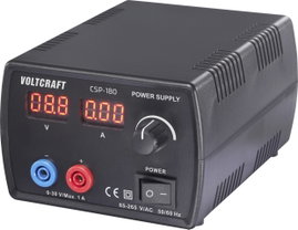 VOLTCRAFT CSP-180 Labortápegység, szabályozható 0 - 30 V/DC 1 A (max.) 30 W Kimenetek száma 1 x