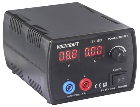 VOLTCRAFT CSP-180 Labortápegység, szabályozható 0 - 30 V/DC 1 A (max.) 30 W Kimenetek száma 1 x 2. kép