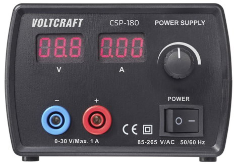 VOLTCRAFT CSP-180 Labortápegység, szabályozható 0 - 30 V/DC 1 A (max.) 30 W Kimenetek száma 1 x 3. kép