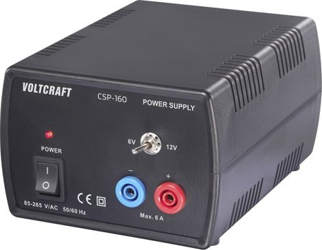 VOLTCRAFT CSP-160 Labortápegység, szabályozható 6, 12 V/DC, V/DC (max.) 6 A (max.) 72 W Kimenetek sz