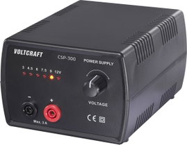 VOLTCRAFT CSP-300 Labortápegység, szabályozható 3, 4.5, 6, 7.5, 9, 12 V, V, V, V, V, V (max.) 3 A (m
