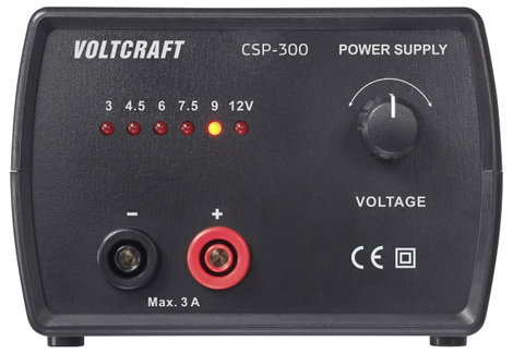 VOLTCRAFT CSP-300 Labortápegység, szabályozható 3, 4.5, 6, 7.5, 9, 12 V, V, V, V, V, V (max.) 3 A (m 3. kép