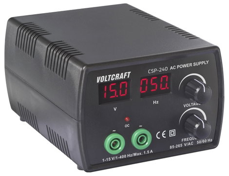 VOLTCRAFT CSP-240 Labortápegység, szabályozható 1 - 15 V/AC 1.5 A (max.) 22.5 W Kimenetek száma 1 x 2. kép