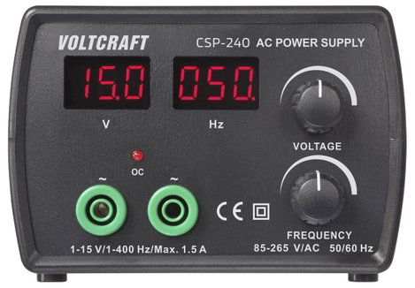 VOLTCRAFT CSP-240 Labortápegység, szabályozható 1 - 15 V/AC 1.5 A (max.) 22.5 W Kimenetek száma 1 x 3. kép