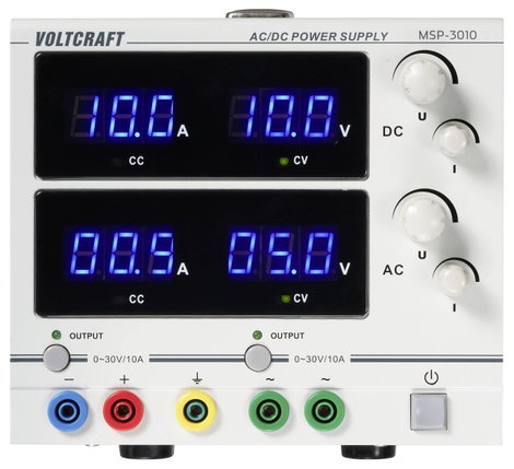 VOLTCRAFT MSP-3010 Labortápegység, szabályozható 0 - 30 V/AC 0 - 10 A 600 W Alj, 4 mm Kimenetek szám 3. kép