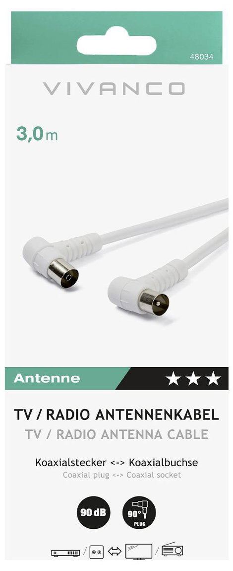 Vivanco Antennák, SAT Csatlakozókábel 3 m Fehér 2. kép
