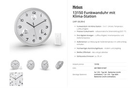 Mebus 13150 Rádiójel vezérlésű Rádiójel vezérlésű óra 30 cm Alumínium