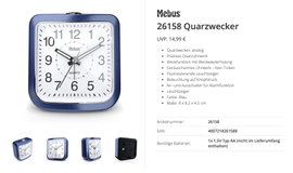 Mebus 26158 Kvarc Ébresztőóra Kék