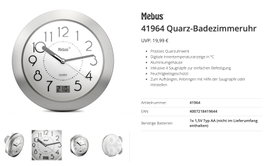 Mebus 41964 Kvarc Falióra Alumínium Alkalmas fürdőszobába/nedves helyiségbe