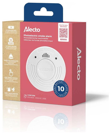Alecto SD1010 Füstjelző 10 éves elemélettartammal Elemekről üzemeltetett (Ø x Ma) 102 mm x 35 mm 8. kép