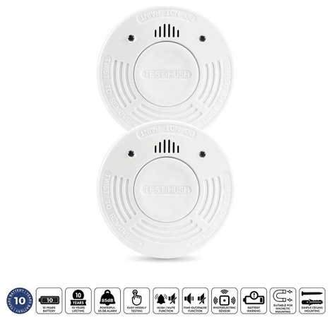 Alecto SD1010 2X Füstjelző 10 éves elemélettartammal Elemekről üzemeltetett (Ø x Ma) 102 mm x 35 mm 4. kép