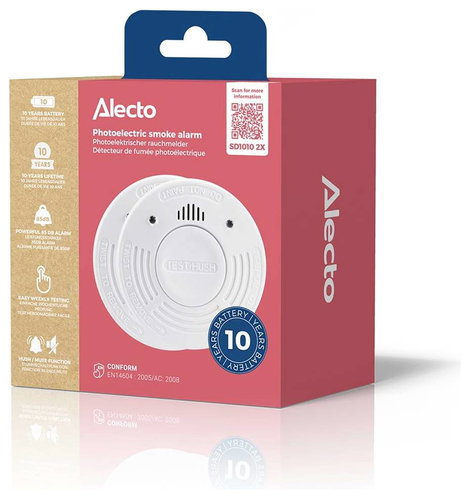 Alecto SD1010 2X Füstjelző 10 éves elemélettartammal Elemekről üzemeltetett (Ø x Ma) 102 mm x 35 mm 8. kép