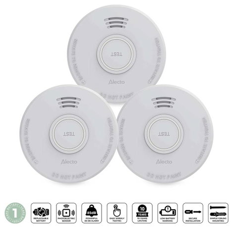 Alecto SD110 3X Füstjelző Elemekről üzemeltetett (Ø x Ma) 101 mm x 36 mm 6. kép