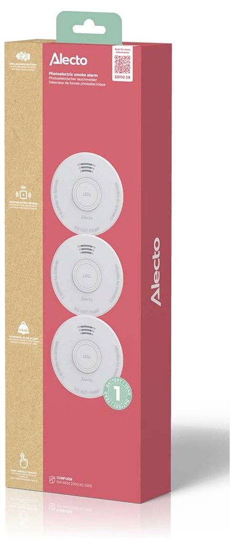 Alecto SD110 3X Füstjelző Elemekről üzemeltetett (Ø x Ma) 101 mm x 36 mm 7. kép