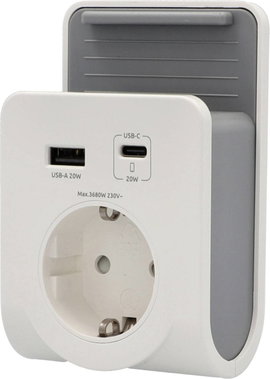 Unitec US dugó 20 W 1x USB-A, 1x USB-C® Fehér, Szürke Beltér, Aljzat dugó