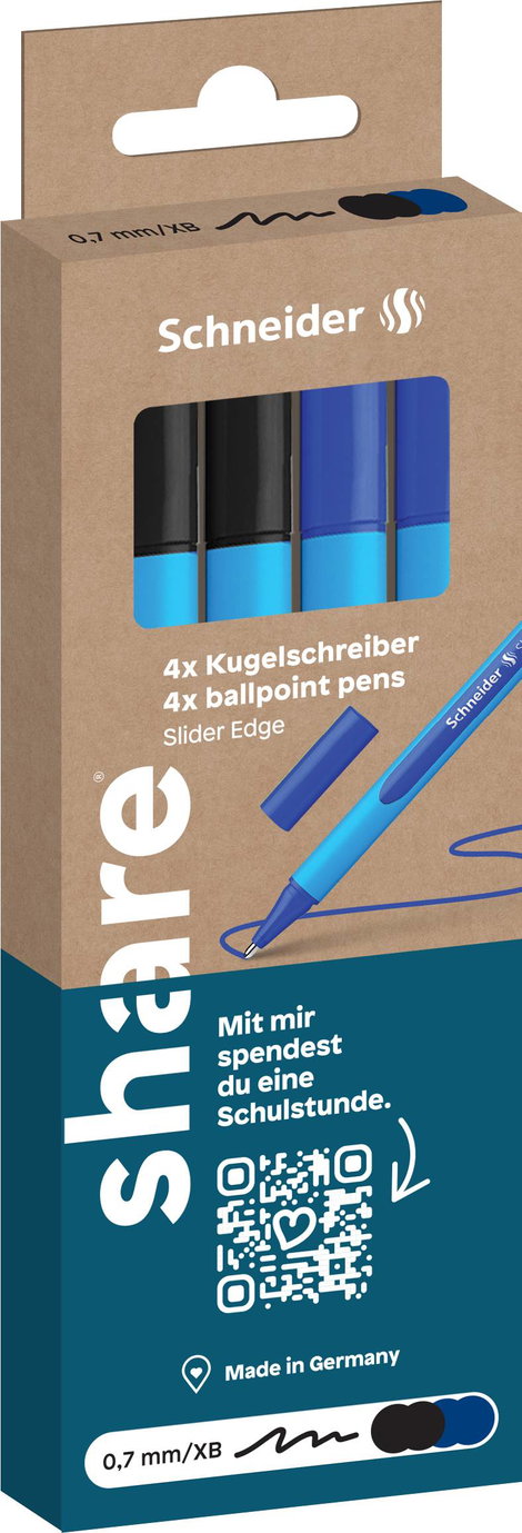 Schneider Schreibgeräte share 4-0044 Golyóstoll 0.7 mm Írás színe: Kék, Fekete 1 db