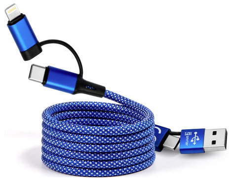 Smrter USB töltőkábel USB-C® dugó, USB-A dugó, Apple Lightning dugó 1 m Kék SMRTER_MAGNETO_ULT_BL 2. kép