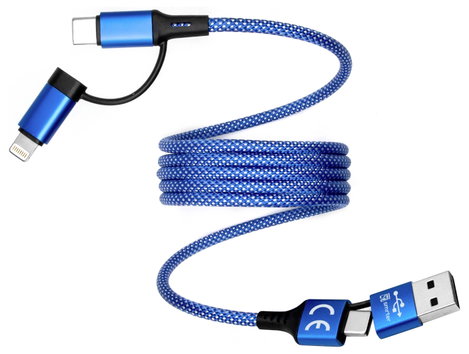Smrter USB töltőkábel USB-C® dugó, USB-A dugó, Apple Lightning dugó 1 m Kék SMRTER_MAGNETO_ULT_BL 4. kép