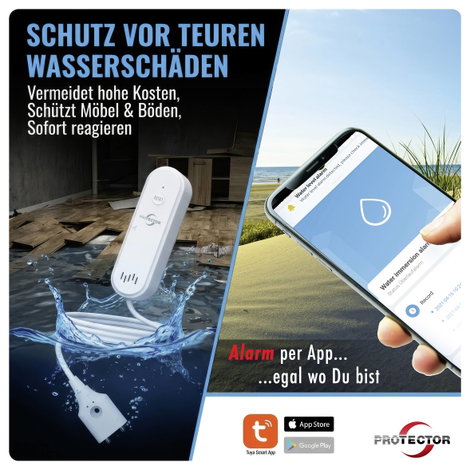Protector 15044 WA-2 Vízjelző WiFi riasztástovábbítással app vezérléssel Elemekről üzemeltetett 2. kép