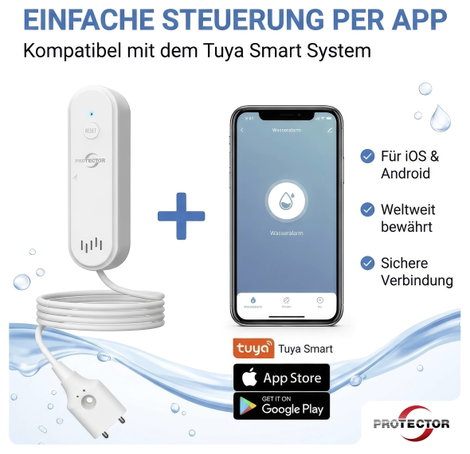 Protector 15044 WA-2 Vízjelző WiFi riasztástovábbítással app vezérléssel Elemekről üzemeltetett 5. kép